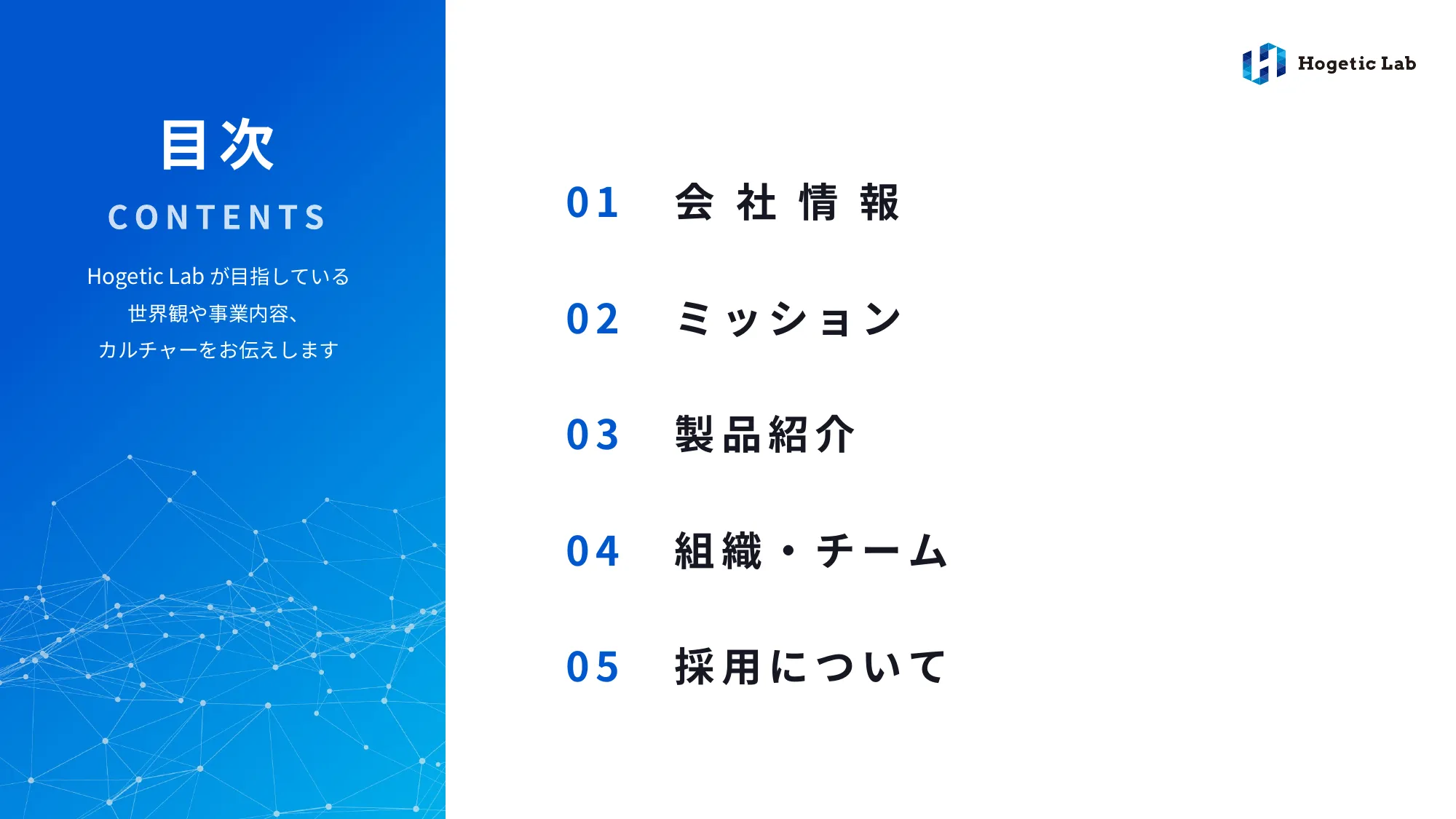 会社紹介資料｜株式会社Hogetic Lab