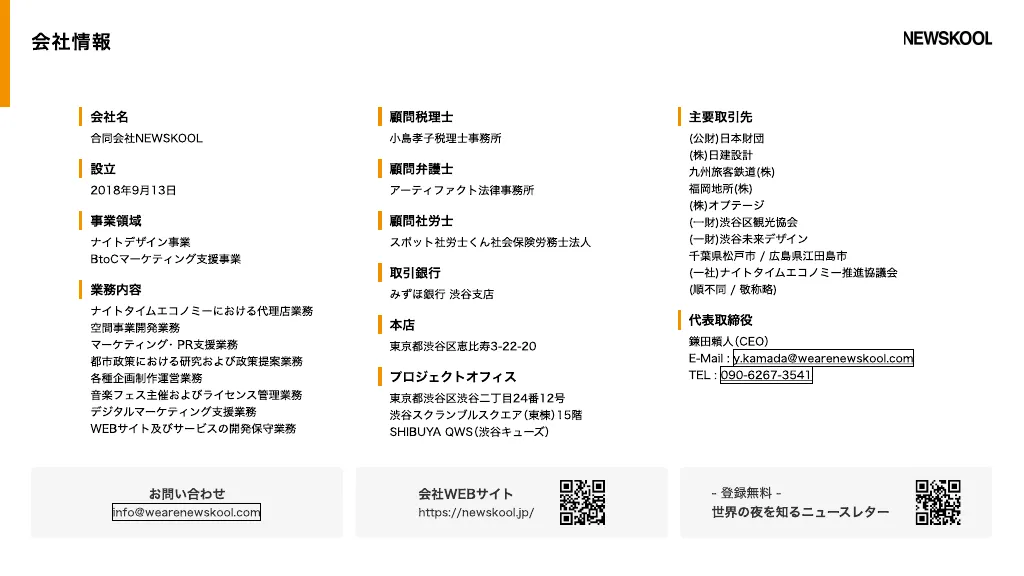 合同会社NEWSKOOL 会社概要資料