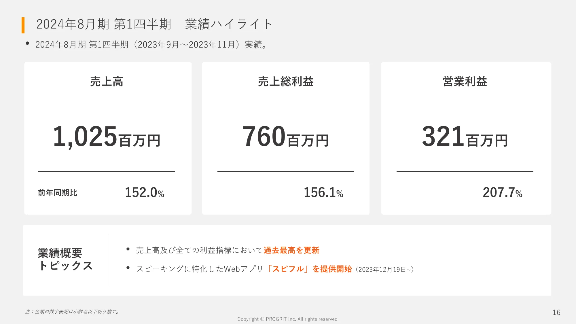 2024年8月期 第1四半期決算説明資料｜株式会社プログリット