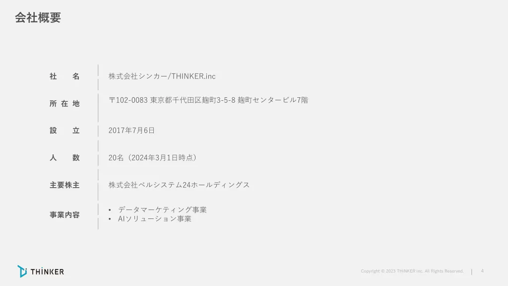 株式会社シンカー会社説明資料