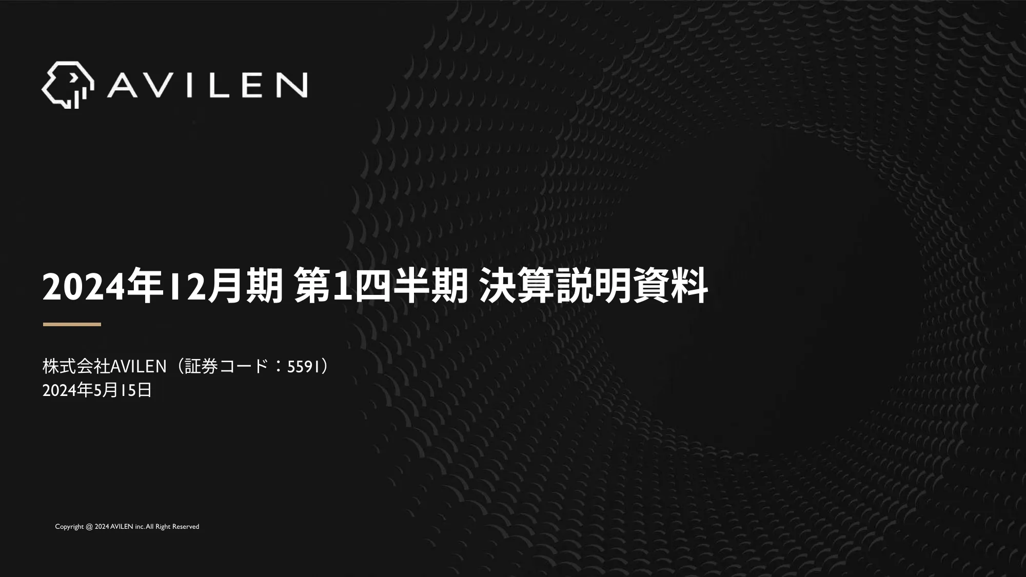 2024年12⽉期 第1四半期 決算説明資料｜株式会社AVILEN