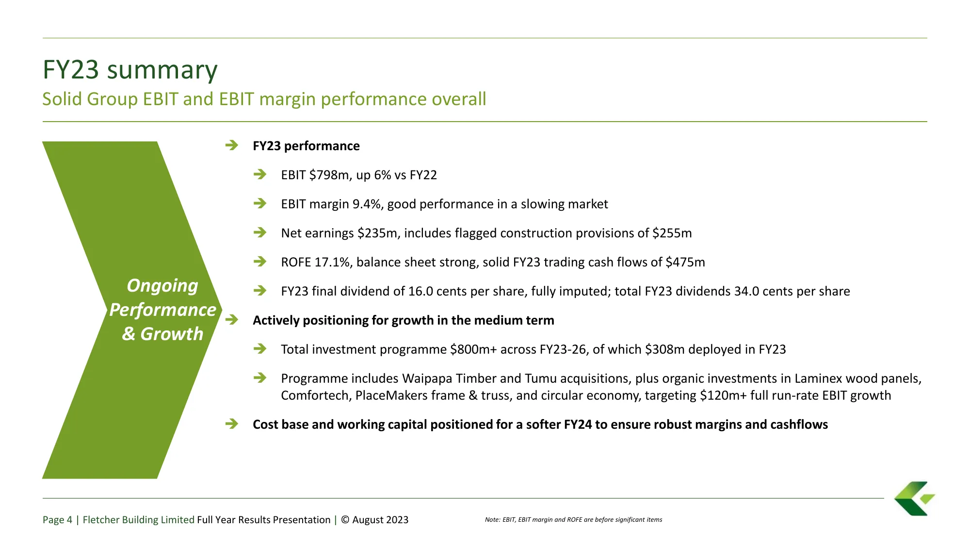 Fletcher Building Limited FY23 Results Investor Presentation