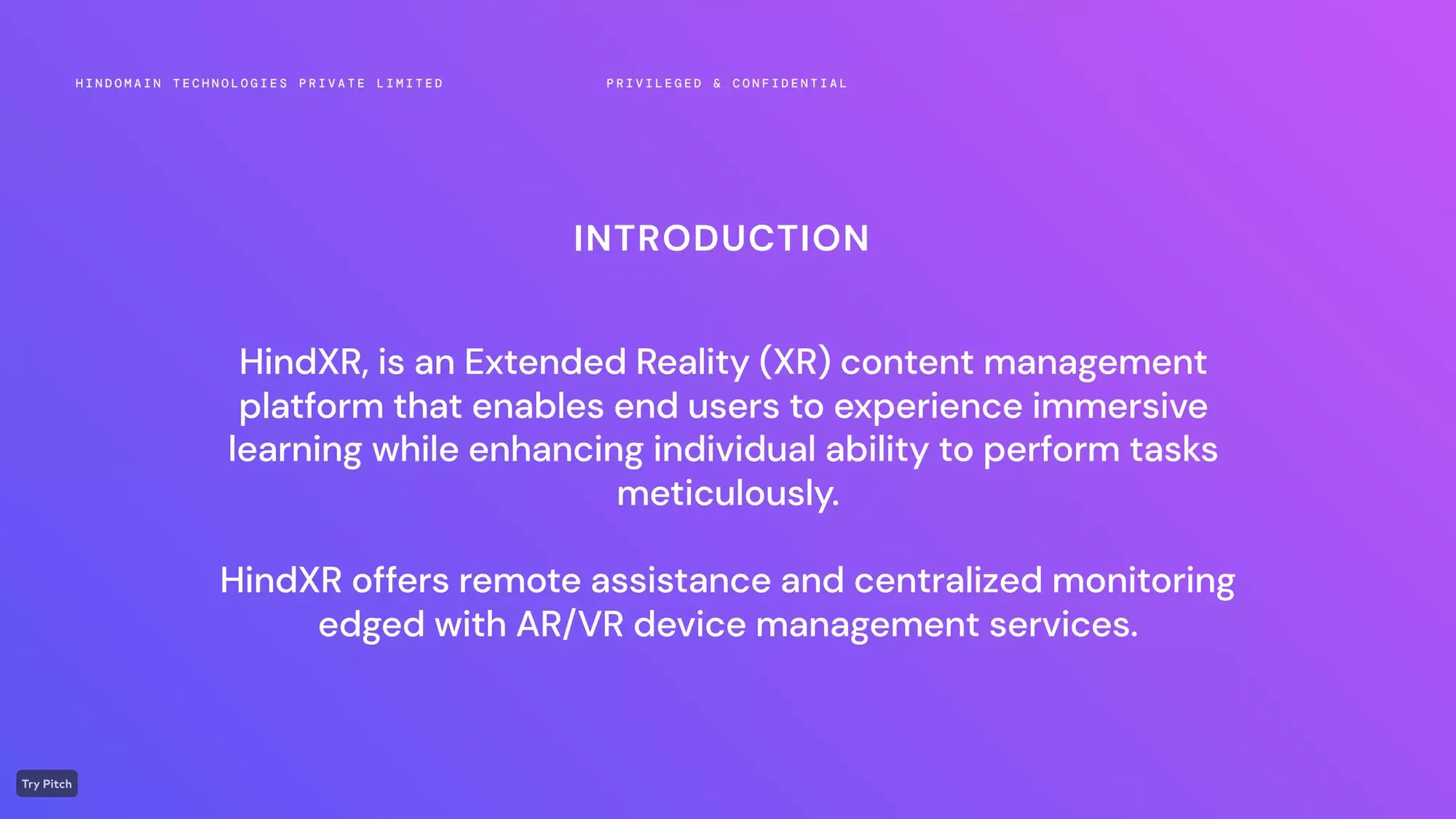 HindXR - Investor Deck