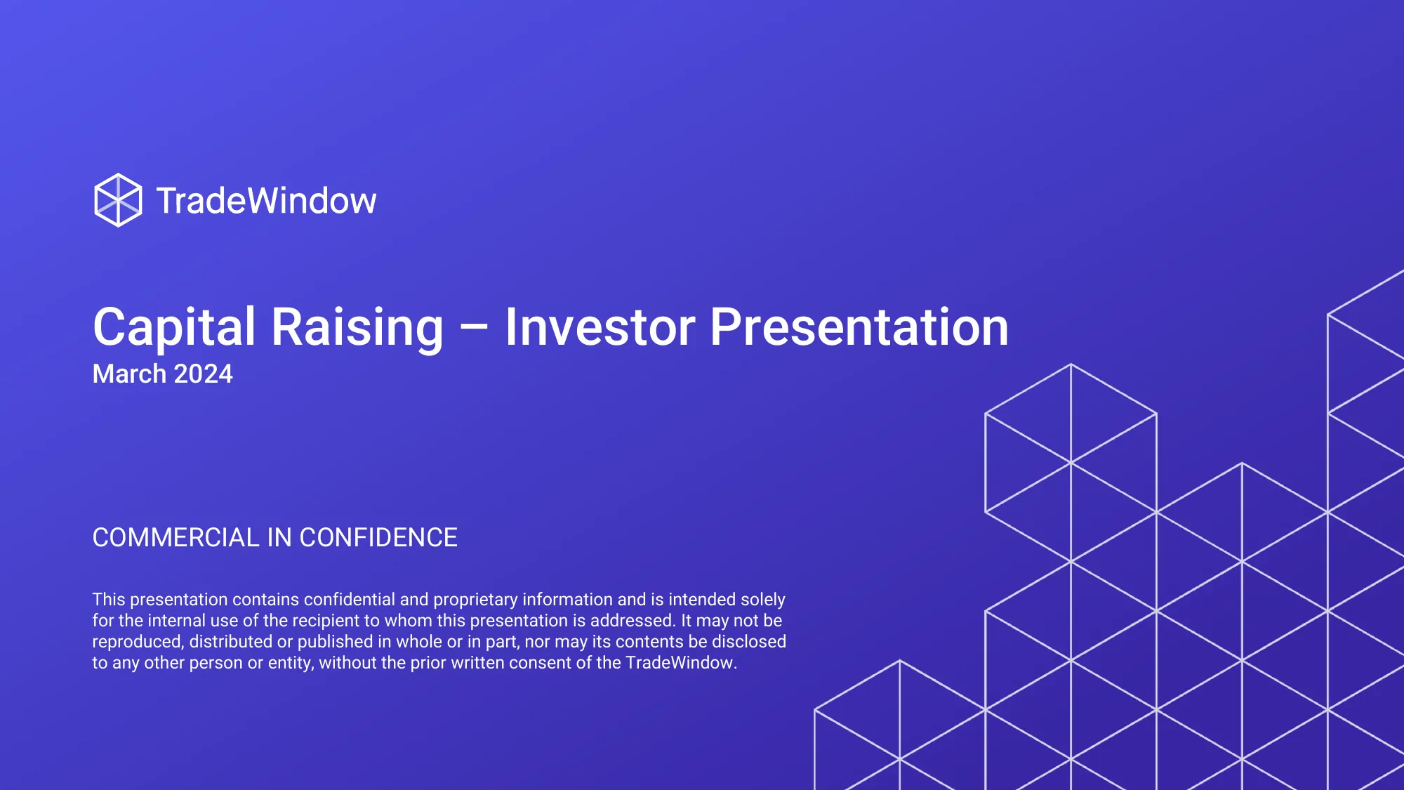 Capital Raising – Investor Presentation | TradeWindow