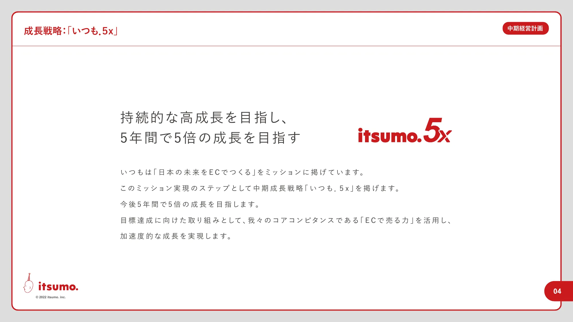 中期経営計画｜株式会社いつも