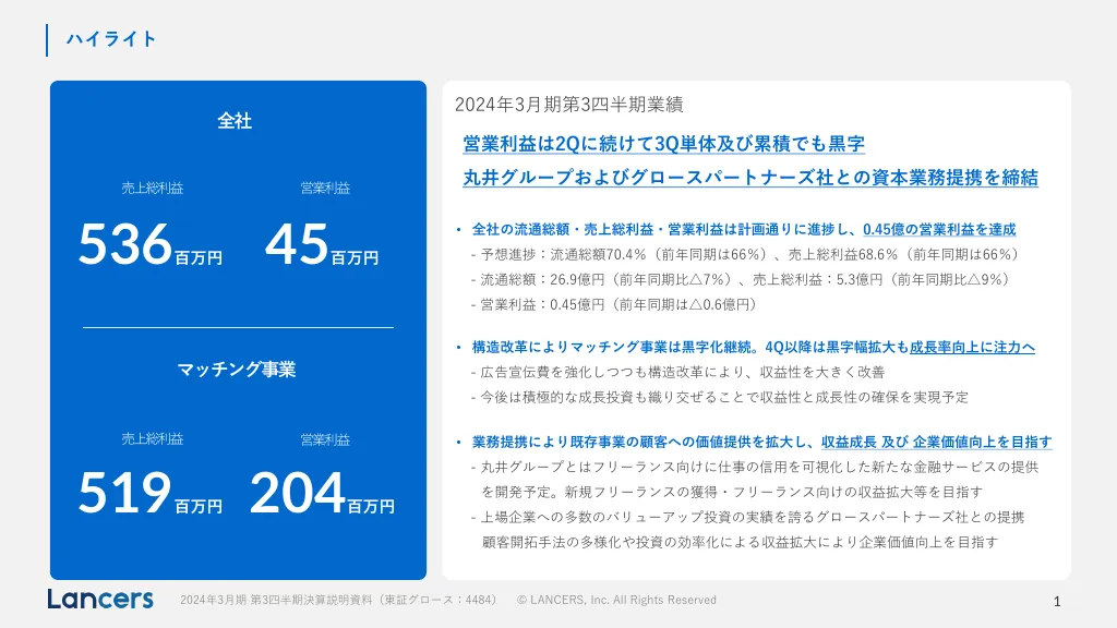 2024年3月期第3四半期決算説明資料