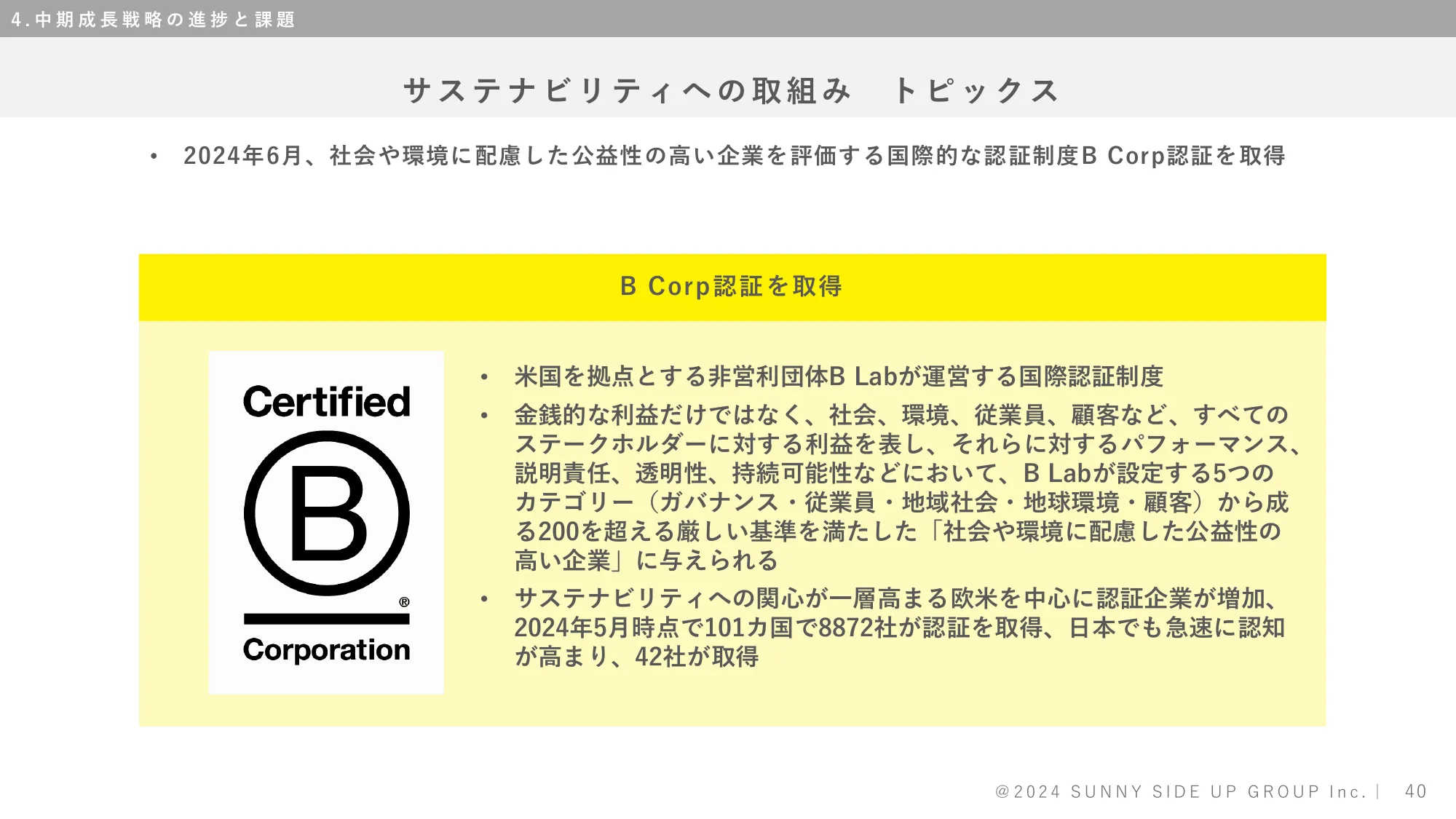 株式会社サニーサイドアップグループ 2024年6月期決算補足説明資料