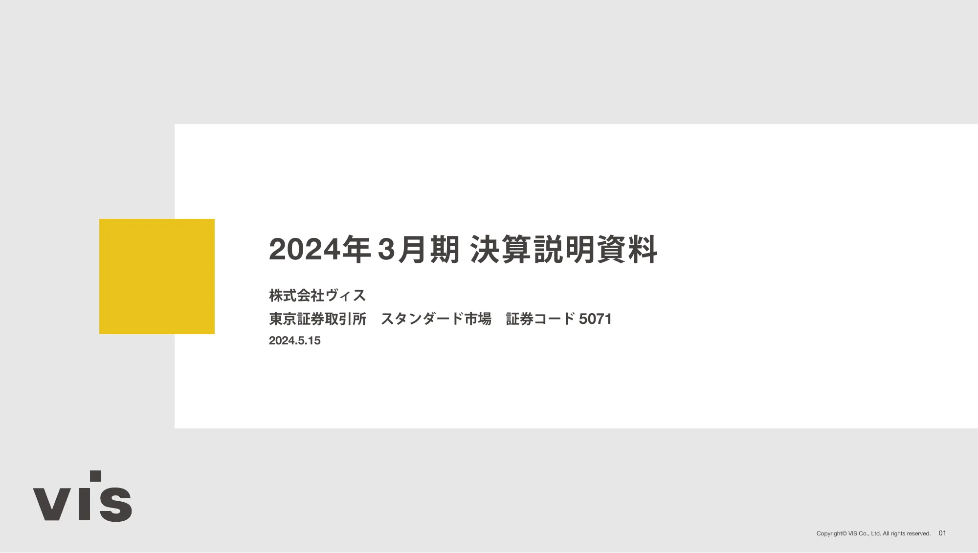 株式会社ヴィス｜2024年 3月期 決算説明資料